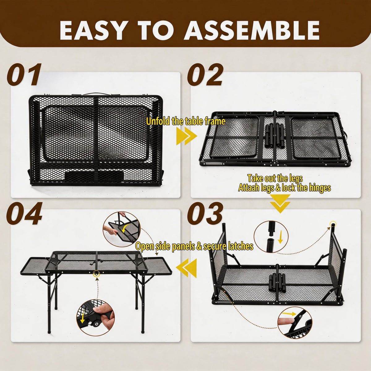 Folding Camping Table with 2 Wing Panels O676