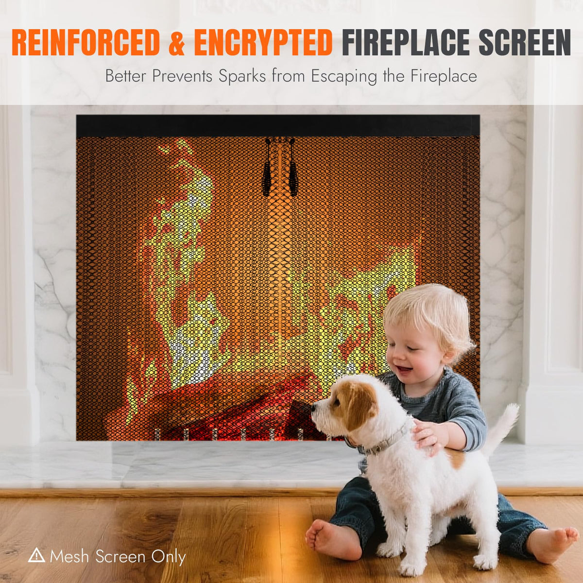 2 Pcs Fireplace Screen Mesh Curtain E949036