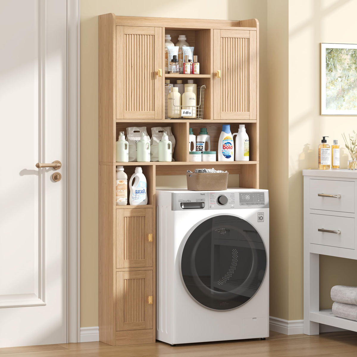 Over The Toilet Storage Cabinet with 4 Doors Q347933