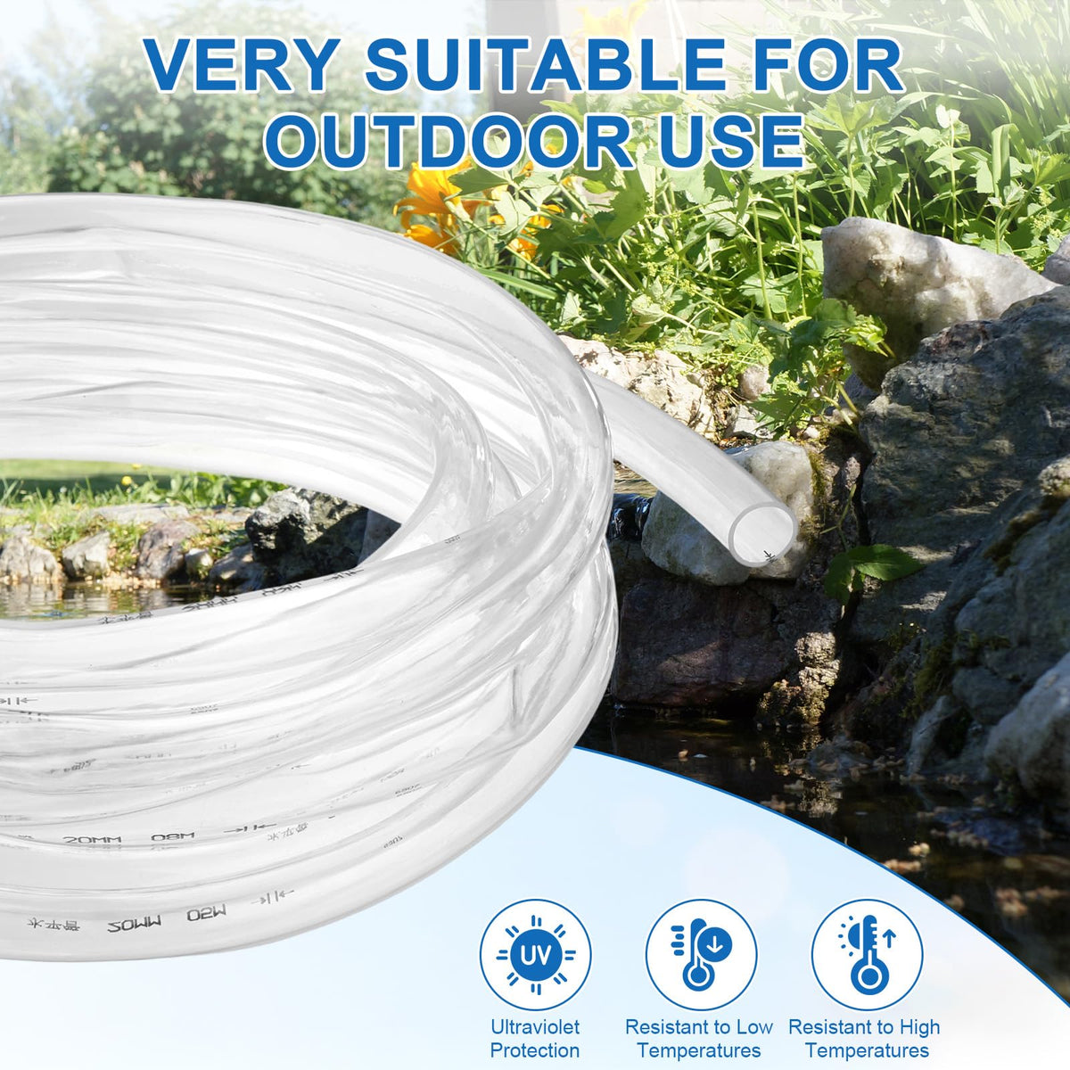 Clear 3/4" ID x 1" OD 100ft Flexible Vinyl Tubing E77153
