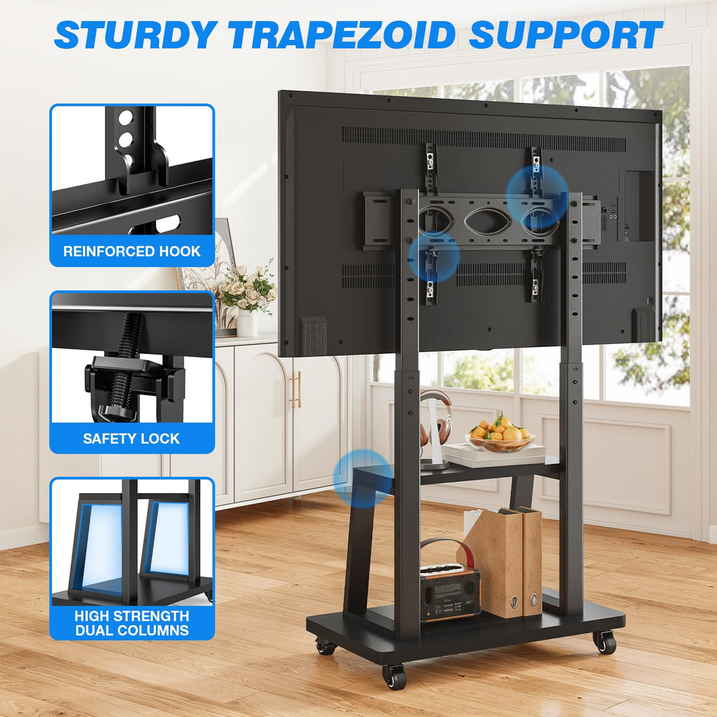 Mobile TV Cart Rolling TV Stand for 37-75 inch TVs K110