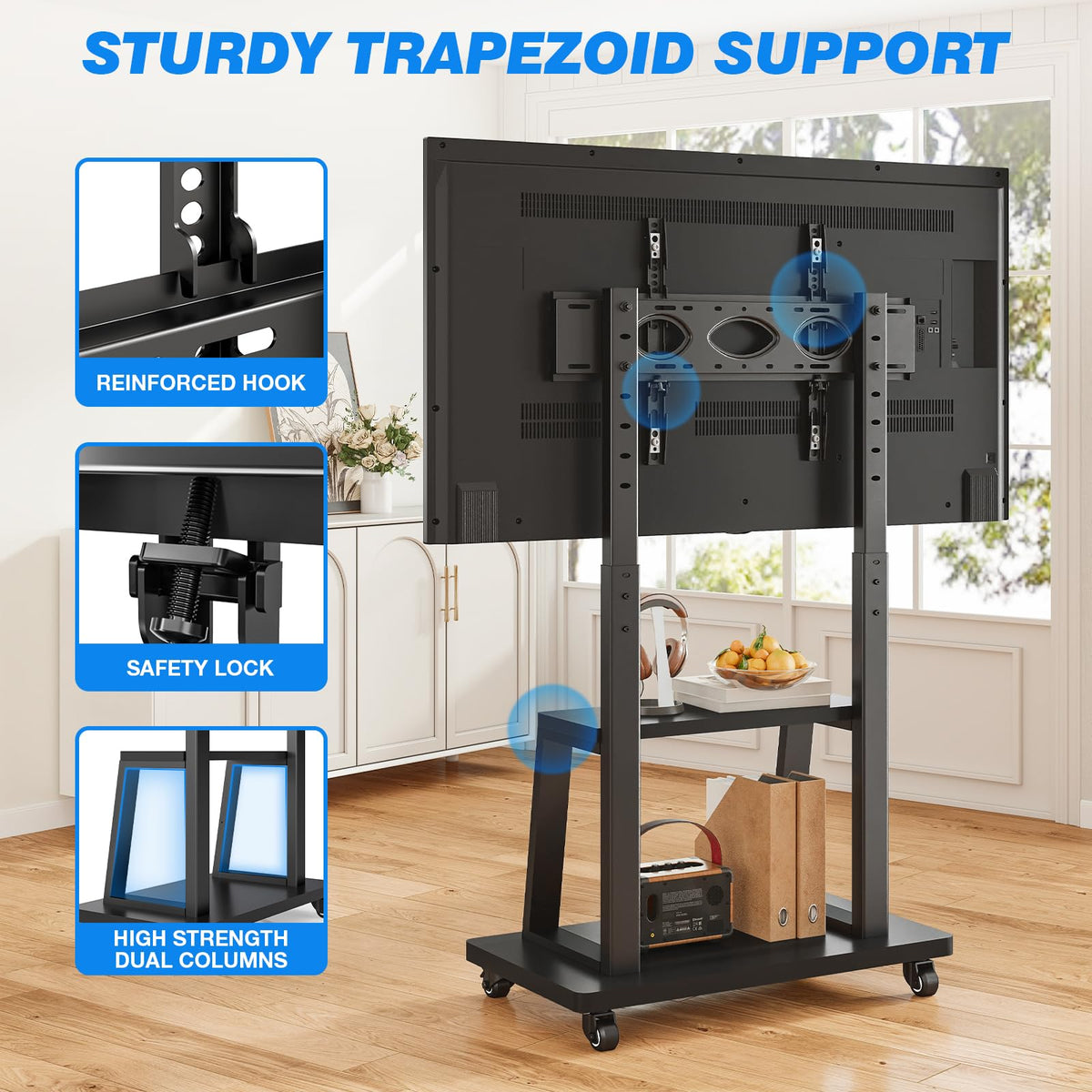 Mobile TV Cart Rolling TV Stand for 37-75 inch TVs K110