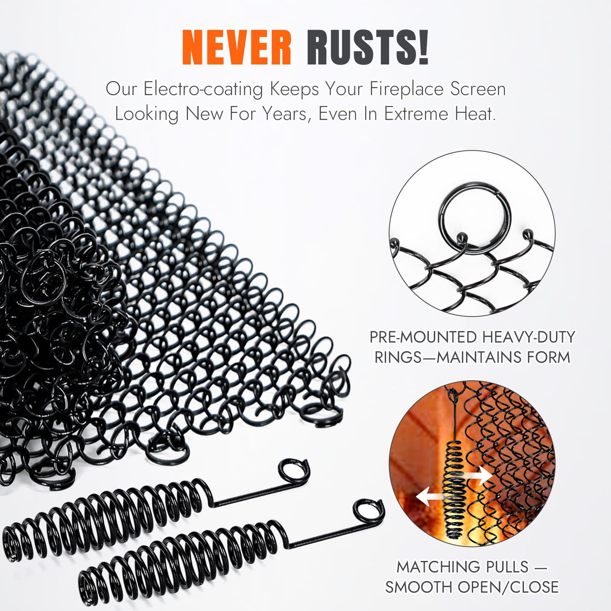 2 Pcs Fireplace Screen Mesh Curtain E949036