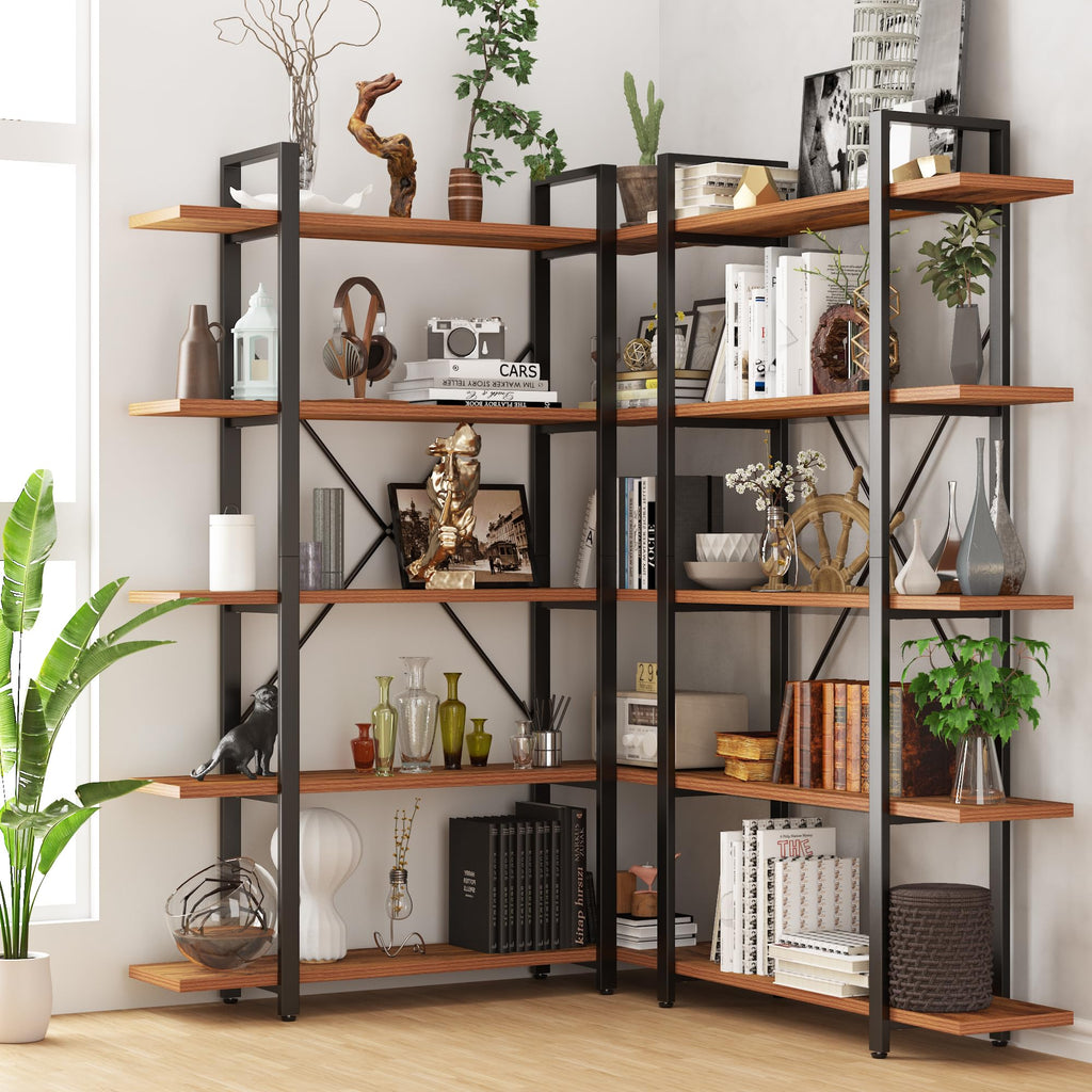 5 Tier Wood and Metal Bookshelf W8601