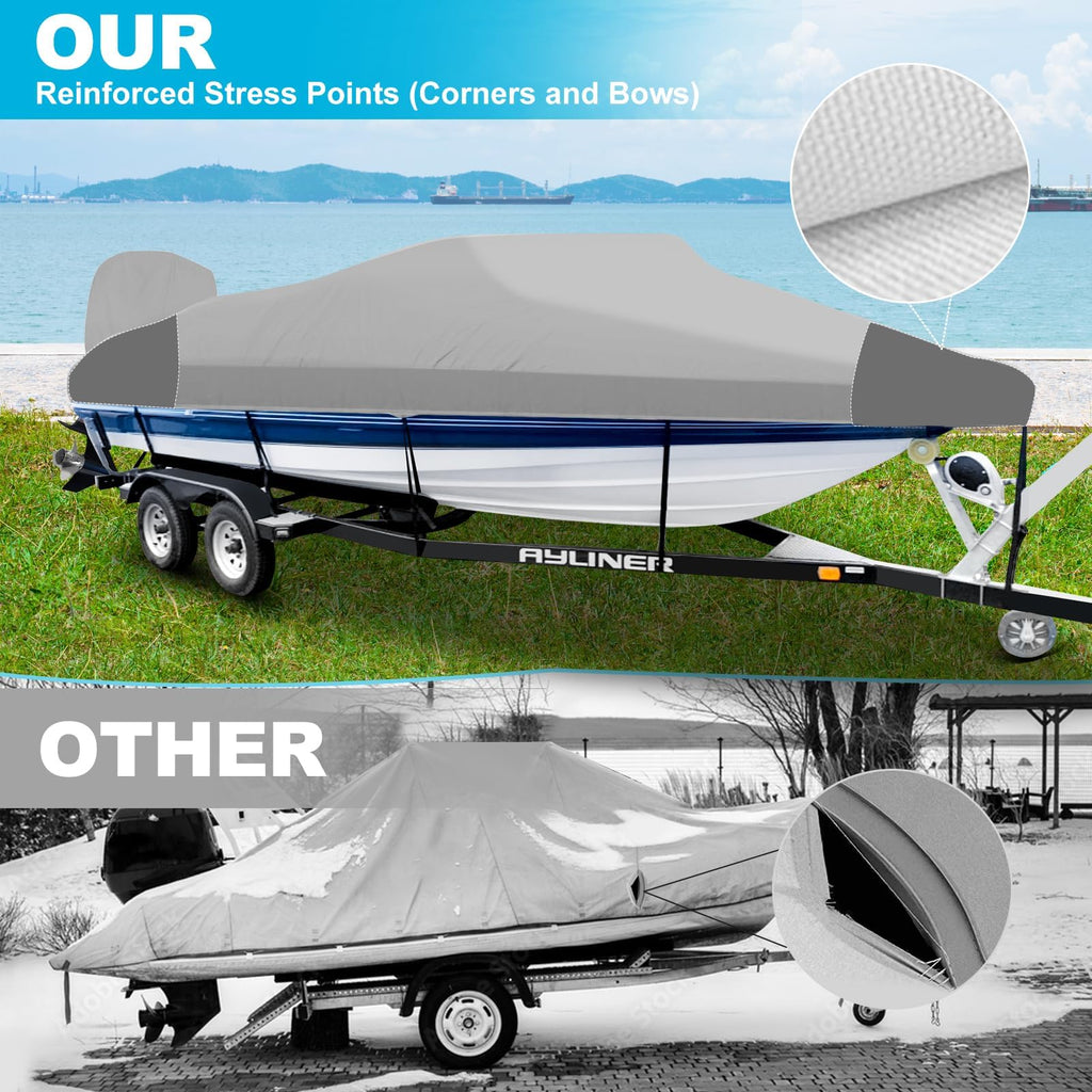 14-16ft Waterproof Marine Canvas Boat Cover with Outboard Motor Cover X15591