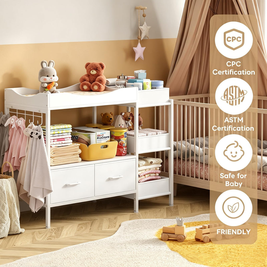White Baby Changing Table with Storage V17856
