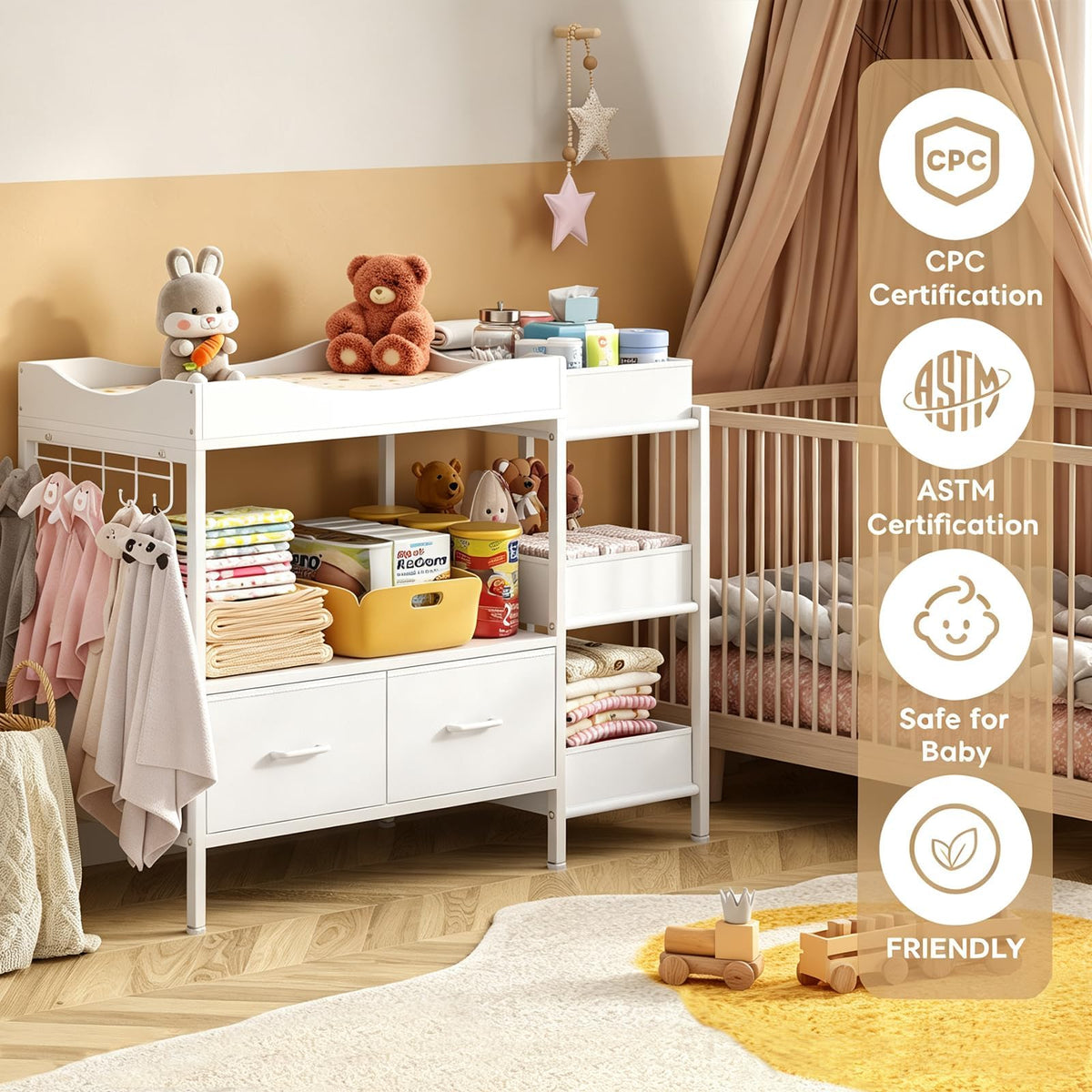 White Baby Changing Table with Storage V17856
