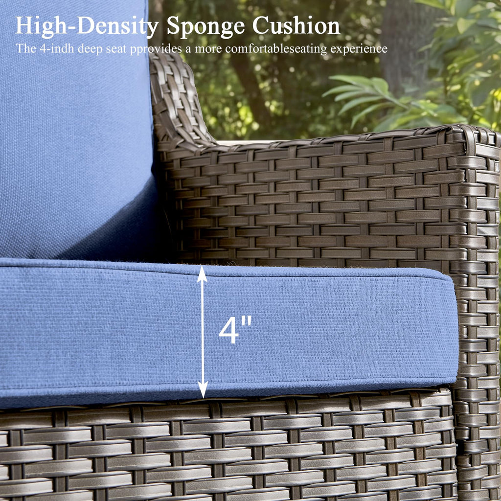 3 Pieces All Weather Wicker Patio Sofa Set with 2 Footstools Q280