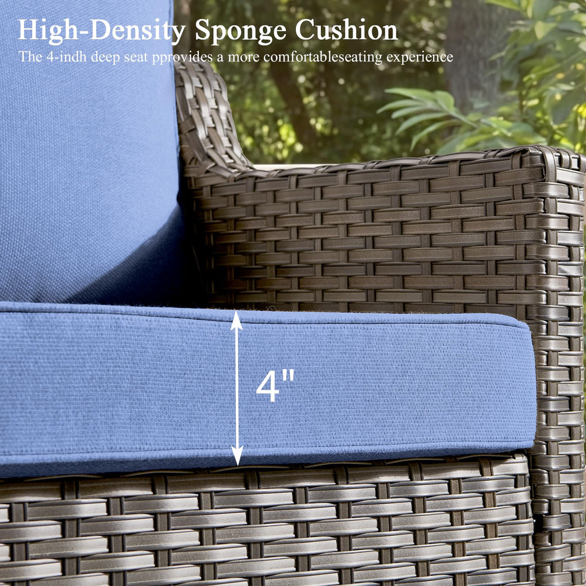 3 Pieces All Weather Wicker Patio Sofa Set with 2 Footstools Q280