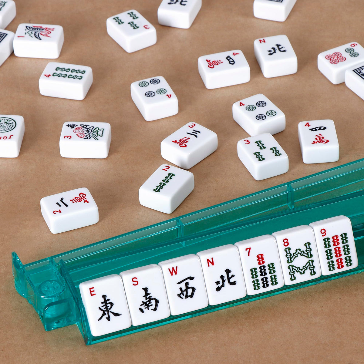 American Mahjong Set 166 White Tiles with 4 Racks and Bag A3274