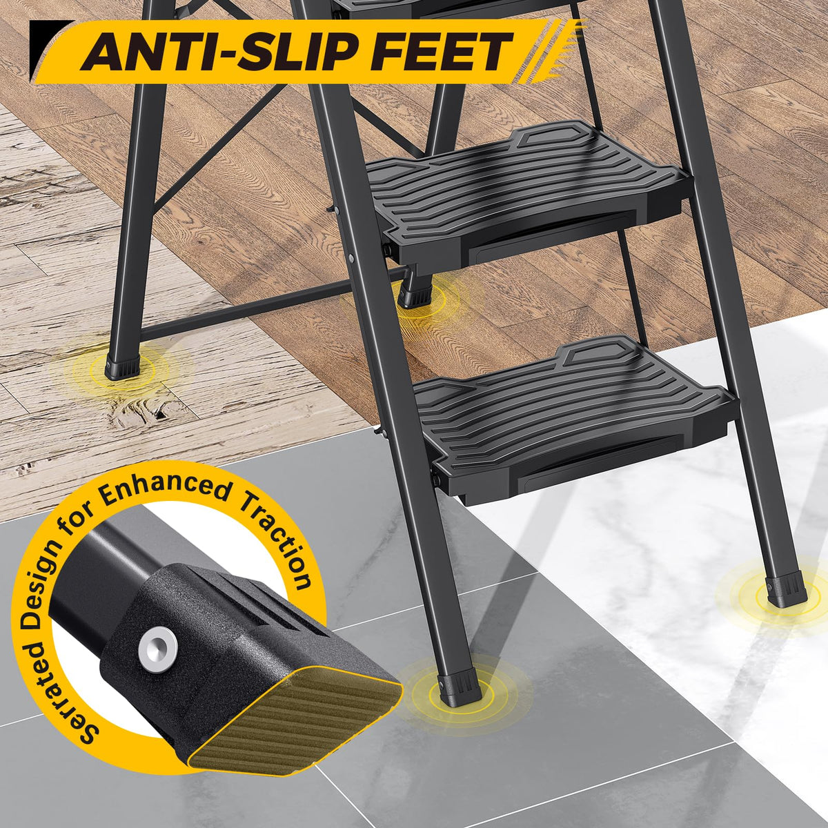 2 Folding Steel Step Ladder with Handrail C253