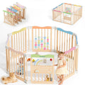 Foldable Wooden Baby Playpen, 45 x 45 x 24 inches T395