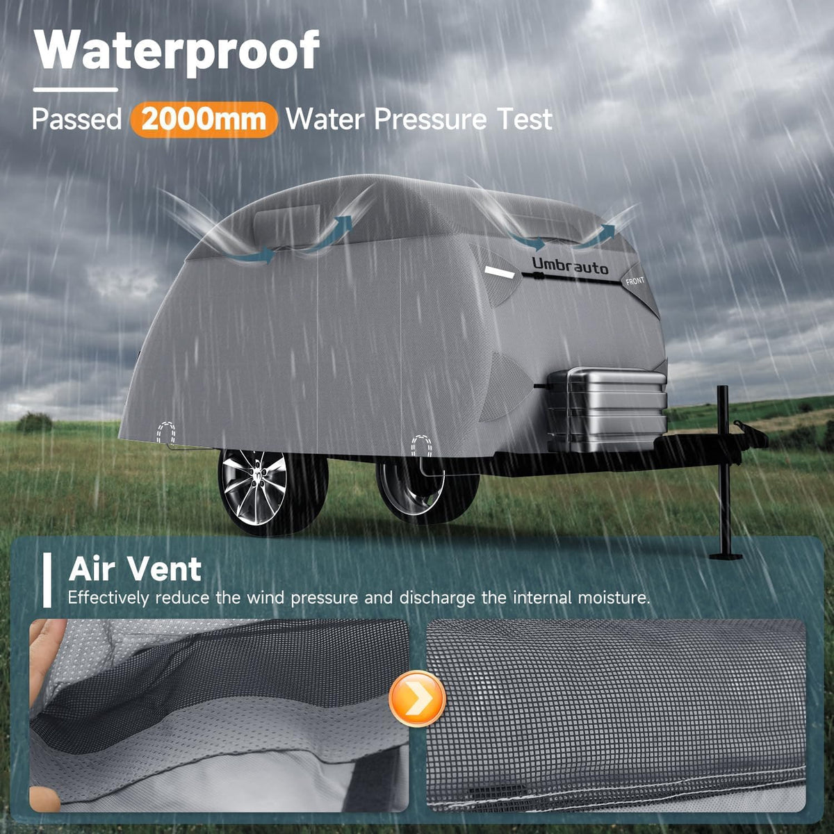 12-15 Camper 7 Layers Waterproof Teardrop Trailer Cover O9734