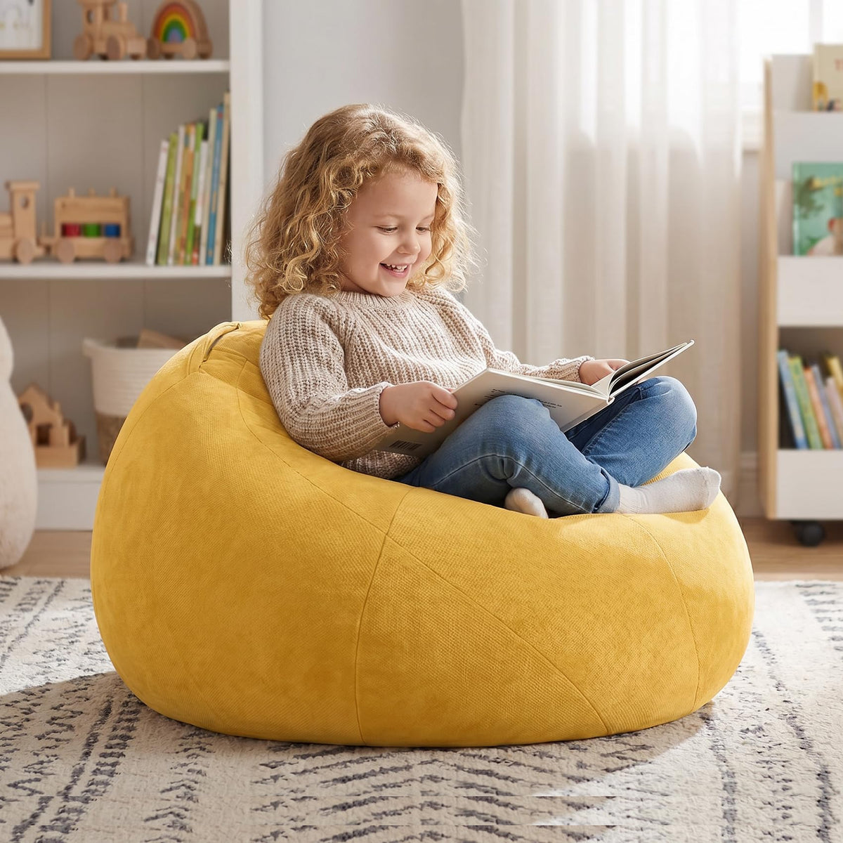 Kids Bean Bag Chair with Armrests Q979997