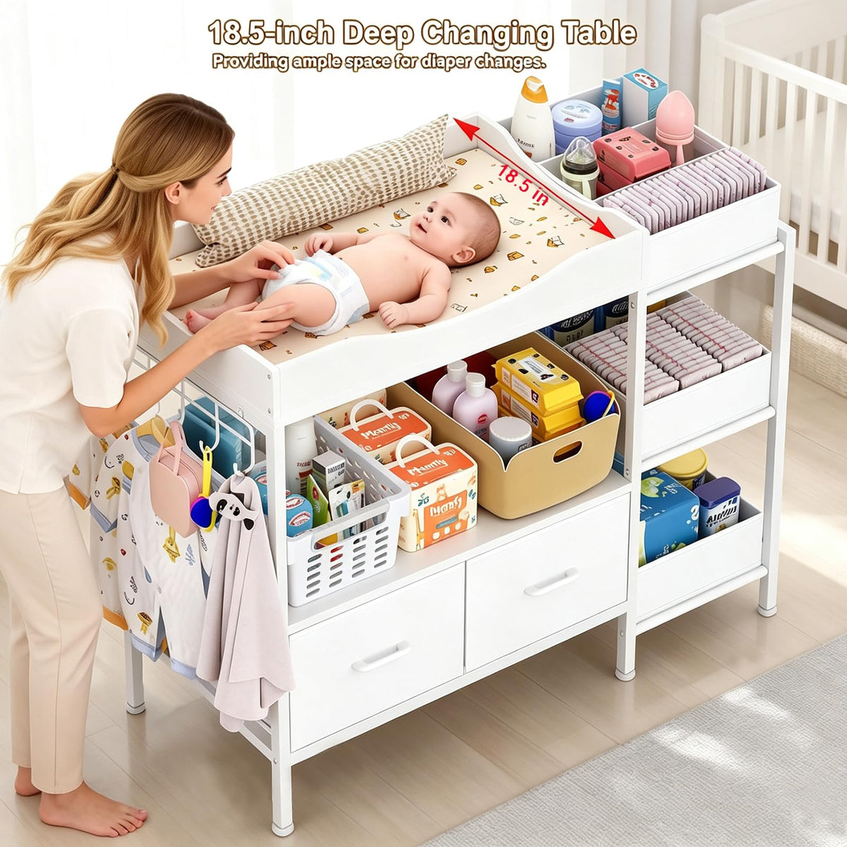 White Baby Changing Table with Storage V17856