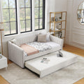 Beige Linen Twin Size Daybed with Pop Up Trundle L129739