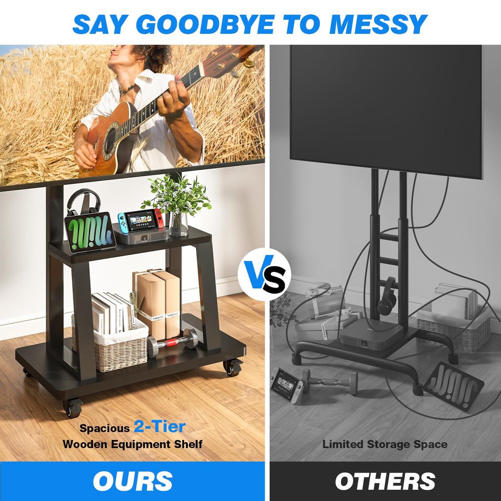 Mobile TV Cart Rolling TV Stand for 37-75 inch TVs K110