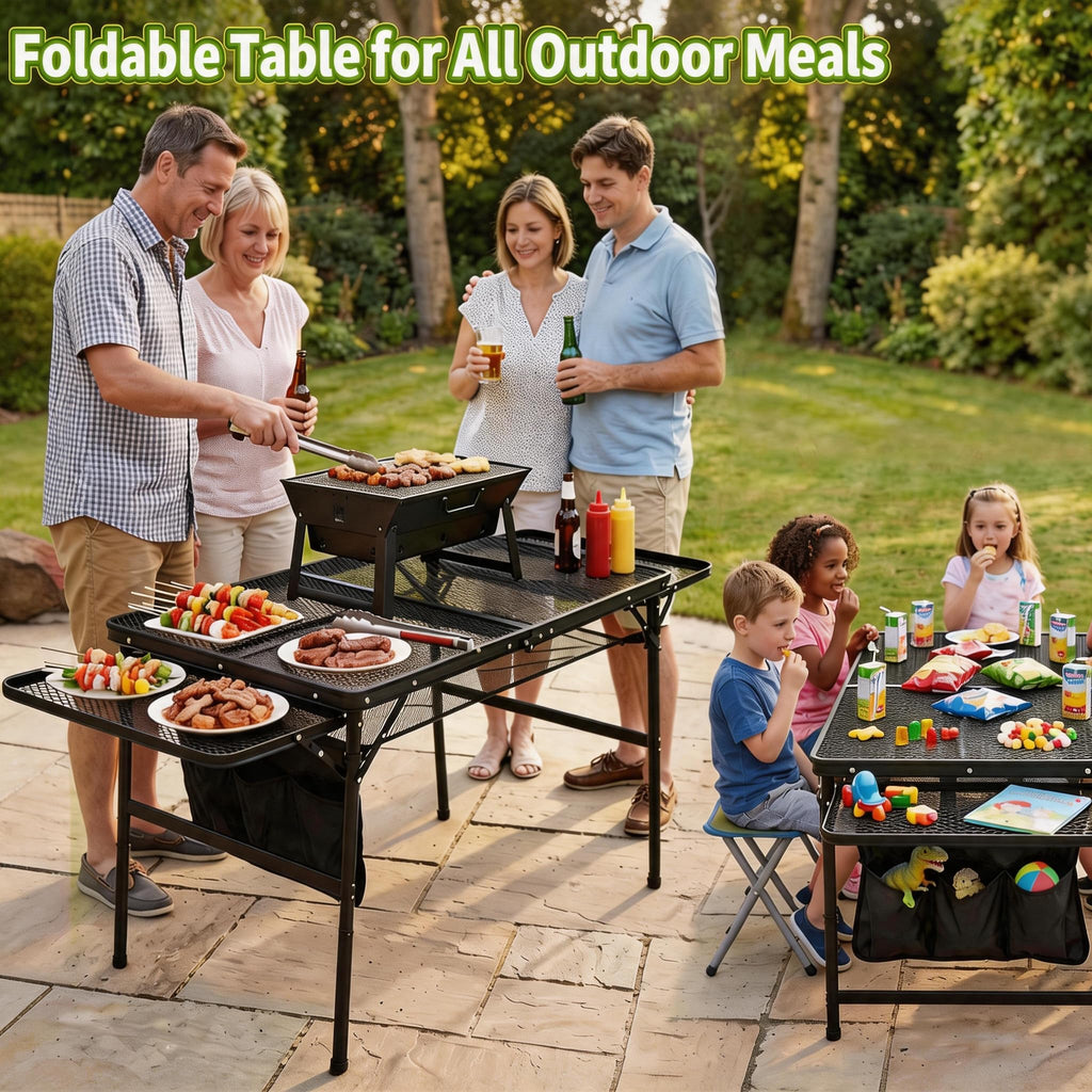 Folding Camping Table with 2 Wing Panels O676