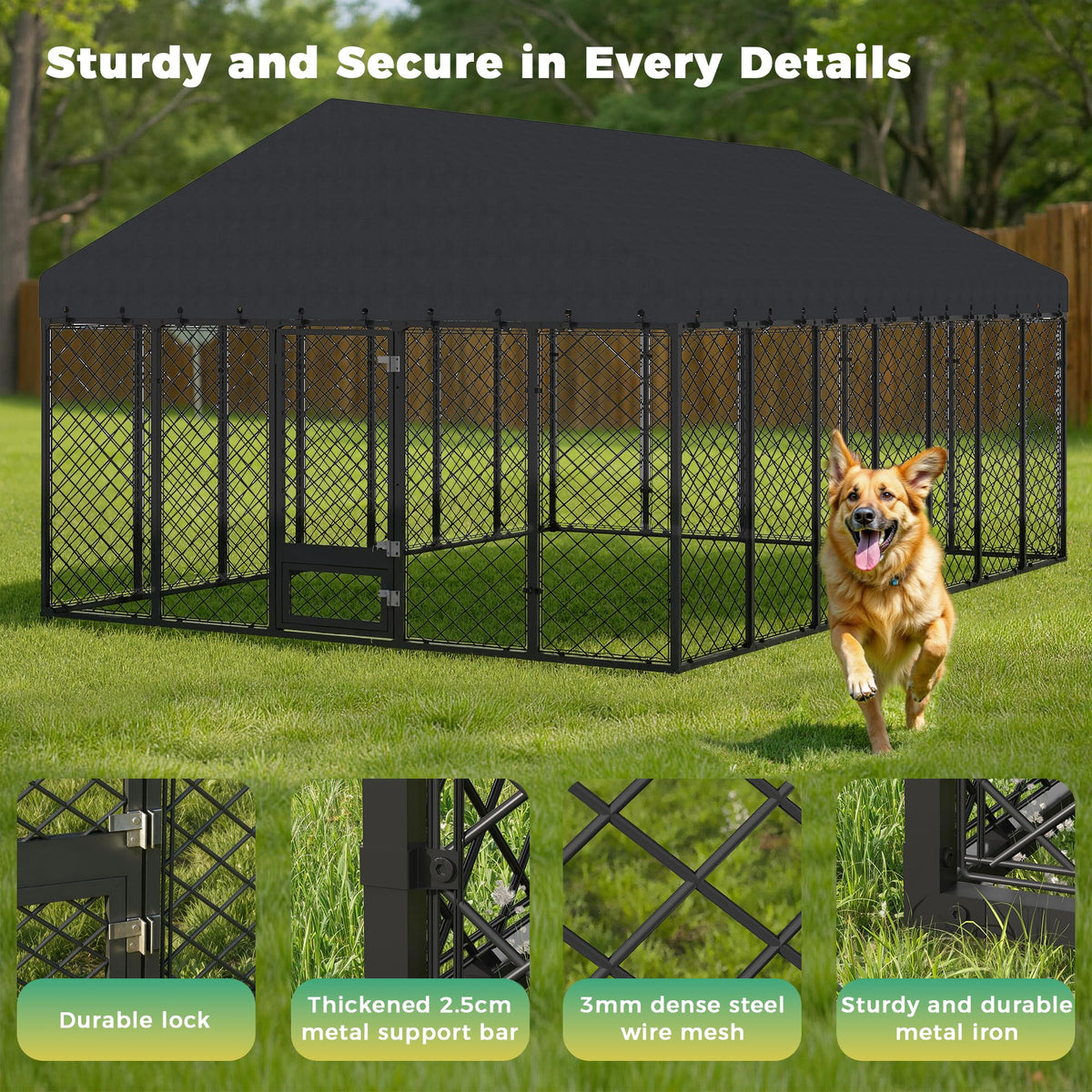 10x14×6.4 FT Heavy Duty Dog Kennel A70842