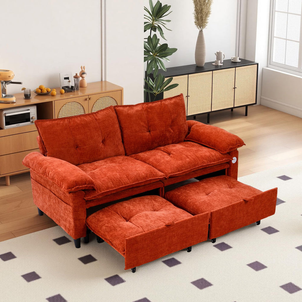 Orange Velvet Sleeper Sofa N4284