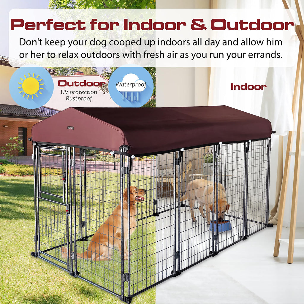 8' x 4' x 5' Outdoor Dog Kennel with Roof Cover P5092