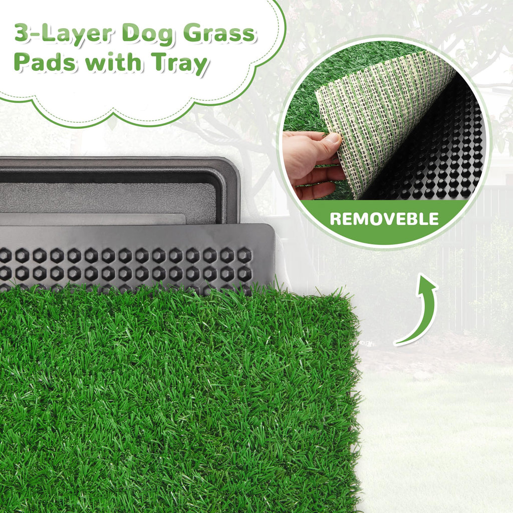 25" x 20" Reusable Indoor Dog Potty with Tray and 2 Artificial Grass Pads D132184