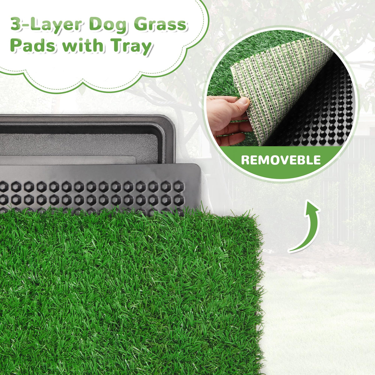 25" x 20" Reusable Indoor Dog Potty with Tray and 2 Artificial Grass Pads D132184