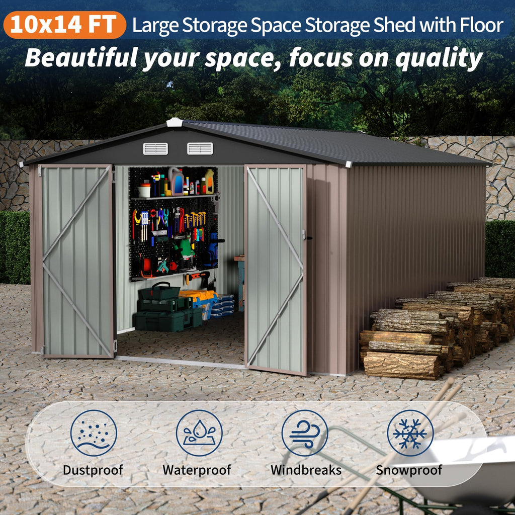 10X14 Ft Metal Storage Building with Lockable Door X712119