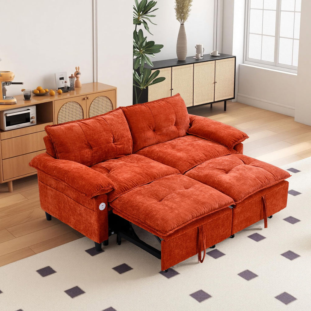 Orange Velvet Sleeper Sofa N4284