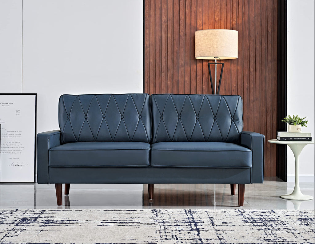 Blue Faux Leather Sofa A3123
