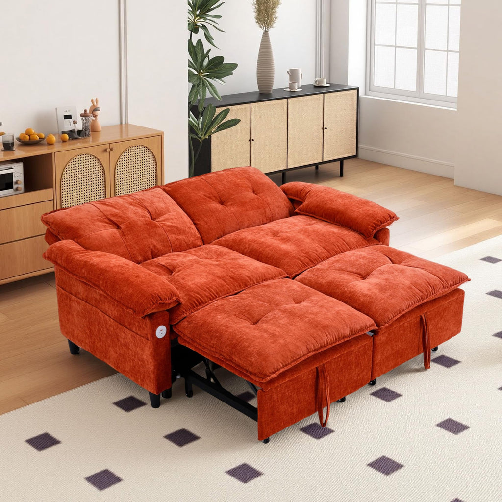 Orange Velvet Sleeper Sofa N4284