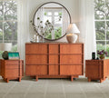 47" Wide 6 Drawer Dresser and Nightstand Set 3 Piece, Cherry S7687